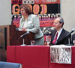Lorraine Power Tharp, President of the New York State Bar Association, and forum moderator, Chief Administrative Judge, Jonathan Lippman.